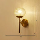 GobekUsa Postmodern Brass Sconce Bedside Wall Light with Textured Glass Shade - 1-Bulb Ball Shaped Lamp