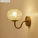 GobekUsa Postmodern Brass Sconce Bedside Wall Light with Textured Glass Shade - 1-Bulb Ball Shaped Lamp