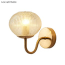 GobekUsa Postmodern Brass Sconce Bedside Wall Light with Textured Glass Shade - 1-Bulb Ball Shaped Lamp