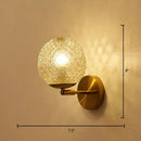 GobekUsa Postmodern Brass Sconce Bedside Wall Light with Textured Glass Shade - 1-Bulb Ball Shaped Lamp
