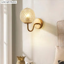 GobekUsa Postmodern Brass Sconce Bedside Wall Light with Textured Glass Shade - 1-Bulb Ball Shaped Lamp