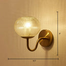 GobekUsa Postmodern Brass Sconce Bedside Wall Light with Textured Glass Shade - 1-Bulb Ball Shaped Lamp