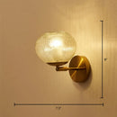 GobekUsa Postmodern Brass Sconce Bedside Wall Light with Textured Glass Shade - 1-Bulb Ball Shaped Lamp