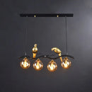 GobekUsa Sleek Postmodern Glass Pendant Light with Twig and Bird Deco - 4-Bulb Ceiling Hanging Fixture