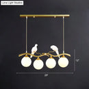 GobekUsa Sleek Postmodern Glass Pendant Light with Twig and Bird Deco - 4-Bulb Ceiling Hanging Fixture