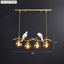 GobekUsa Sleek Postmodern Glass Pendant Light with Twig and Bird Deco - 4-Bulb Ceiling Hanging Fixture