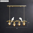 GobekUsa Sleek Postmodern Glass Pendant Light with Twig and Bird Deco - 4-Bulb Ceiling Hanging Fixture
