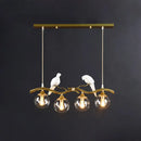 GobekUsa Sleek Postmodern Glass Pendant Light with Twig and Bird Deco - 4-Bulb Ceiling Hanging Fixture