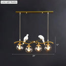 GobekUsa Sleek Postmodern Glass Pendant Light with Twig and Bird Deco - 4-Bulb Ceiling Hanging Fixture
