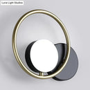 GobekUsa Postmodern Gold and Black Ring Wall Mounted Sconce Lamp - 1-Light Metallic Fixture