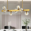 GobekUsa Postmodern Crystal Ball Pendant - Gold Branch Design | 7-Light Island Lighting for Dining Room Ceiling
