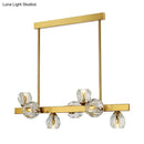 GobekUsa Postmodern Crystal Ball Pendant - Gold Branch Design | 7-Light Island Lighting for Dining Room Ceiling