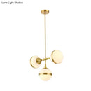 GobekUsa Postmodern Gold Branch Pendant Light with White Ball Glass - 3/5-Light Suspension Lamp Kit