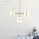 GobekUsa Postmodern Gold Branch Pendant Light with White Ball Glass - 3/5-Light Suspension Lamp Kit