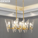 GobekUsa Gold Lattice Glass Candelabra Suspension Lamp - 8-Head Postmodern Island Lighting for Dining Room