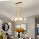 GobekUsa Gold Lattice Glass Candelabra Suspension Lamp - 8-Head Postmodern Island Lighting for Dining Room