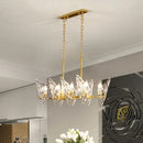 GobekUsa Gold Lattice Glass Candelabra Suspension Lamp - 8-Head Postmodern Island Lighting for Dining Room