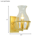 GobekUsa Postmodern Clear Glass Vase Sconce Light Fixture - Gold Wall Mounted Lamp with Basket Base