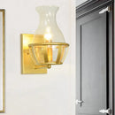 GobekUsa Postmodern Clear Glass Vase Sconce Light Fixture - Gold Wall Mounted Lamp with Basket Base