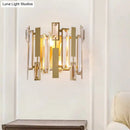 GobekUsa Postmodern Crystal Block Wall Light Fixture: 1 Light Gold Wall Mount for Living Room