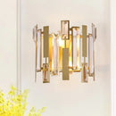 GobekUsa Postmodern Crystal Block Wall Light Fixture: 1 Light Gold Wall Mount for Living Room