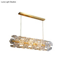 GobekUsa Postmodern Brass Pendant Lamp with Crystal Hexagon Shade for Restaurant Lighting - 18 Bulbs Island Fixture