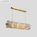 GobekUsa Postmodern Brass Pendant Lamp with Crystal Hexagon Shade for Restaurant Lighting - 18 Bulbs Island Fixture