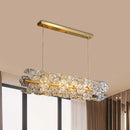 GobekUsa Postmodern Brass Pendant Lamp with Crystal Hexagon Shade for Restaurant Lighting - 18 Bulbs Island Fixture
