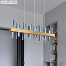 GobekUsa Postmodern Crystal Rod LED Pendant Lamp - Gold Linear Hanging Island Light for Dining Table, 32"/39" Wide
