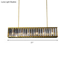 GobekUsa Gold Crystal Rod Island Light: Postmodern Pendant Fixture with 4 Rectangle Heads