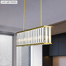 GobekUsa Gold Crystal Rod Island Light: Postmodern Pendant Fixture with 4 Rectangle Heads