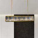 GobekUsa Gold Crystal Rod Island Light: Postmodern Pendant Fixture with 4 Rectangle Heads