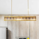 GobekUsa Gold Crystal Rod Island Light: Postmodern Pendant Fixture with 4 Rectangle Heads
