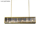 GobekUsa Gold Crystal Rod Island Light: Postmodern Pendant Fixture with 4 Rectangle Heads