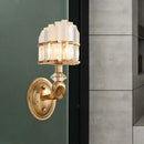 GobekUsa Postmodern Tri-Sided Crystal Rod Wall Light in Gold - Half-Shade, 1 Head, Wall Mounted Lamp