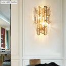 GobekUsa Postmodern Gold Sconce with Crystal Rectangle Shade - 2 Bulbs - Living Room Wall Lamp