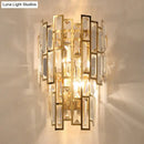 GobekUsa Postmodern Gold Sconce with Crystal Rectangle Shade - 2 Bulbs - Living Room Wall Lamp