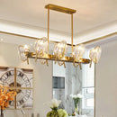 GobekUsa Gold Crystal Shield Pendant Light with 8 Bulbs - Postmodern Kitchen Island Lighting