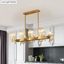 GobekUsa Gold Crystal Shield Pendant Light with 8 Bulbs - Postmodern Kitchen Island Lighting