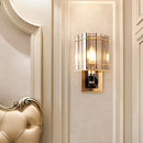 GobekUsa Gold Crystal Bedside Wall Sconce with 2/3 Tiers and 1/3 Light - Postmodern Triangle Design