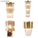 GobekUsa Gold Crystal Bedside Wall Sconce with 2/3 Tiers and 1/3 Light - Postmodern Triangle Design