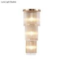 GobekUsa Gold Crystal Bedside Wall Sconce with 2/3 Tiers and 1/3 Light - Postmodern Triangle Design