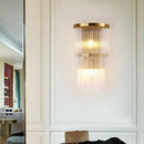 GobekUsa Gold Crystal Bedside Wall Sconce with 2/3 Tiers and 1/3 Light - Postmodern Triangle Design