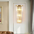 GobekUsa Gold Crystal Bedside Wall Sconce with 2/3 Tiers and 1/3 Light - Postmodern Triangle Design