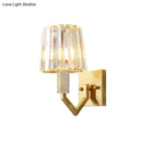 GobekUsa Postmodern Crystal Prism Gold Wall Sconce with Clear Tapered Shade - 1-Light Wall Mount Fixture