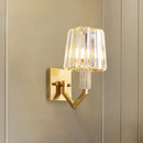 GobekUsa Postmodern Crystal Prism Gold Wall Sconce with Clear Tapered Shade - 1-Light Wall Mount Fixture