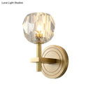 GobekUsa Postmodern Water Glass/Cut Crystal 1-Bulb Gold Wall Sconce Lamp - Cylinder/Ball Shape for Living Room