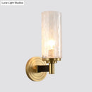 GobekUsa Postmodern Water Glass/Cut Crystal 1-Bulb Gold Wall Sconce Lamp - Cylinder/Ball Shape for Living Room