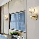 GobekUsa Postmodern Water Glass/Cut Crystal 1-Bulb Gold Wall Sconce Lamp - Cylinder/Ball Shape for Living Room