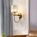 GobekUsa Postmodern Gold Cylindrical Crystal Wall Sconce with Curved Arm